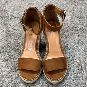 Banana Republic Cognac Brown Suede Women's Wedge Espadril Sandals